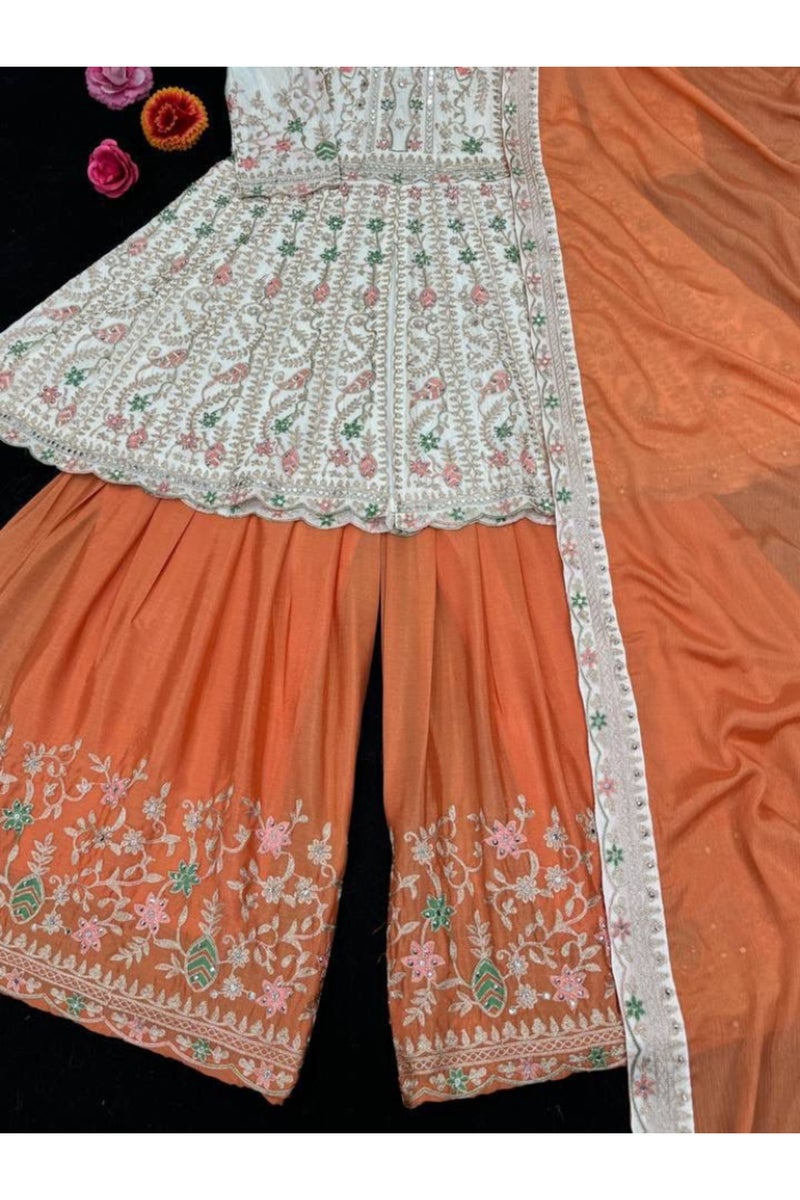 Chinon Silk Kameez Salwar With Dupatta - HRT4724 - Image 4